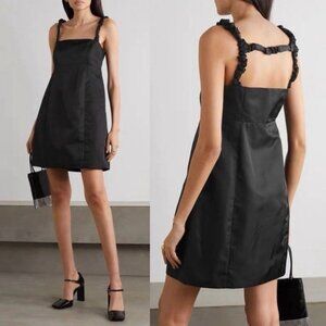 GANNI Nylon Mini Dress Ruched Straps Size 38